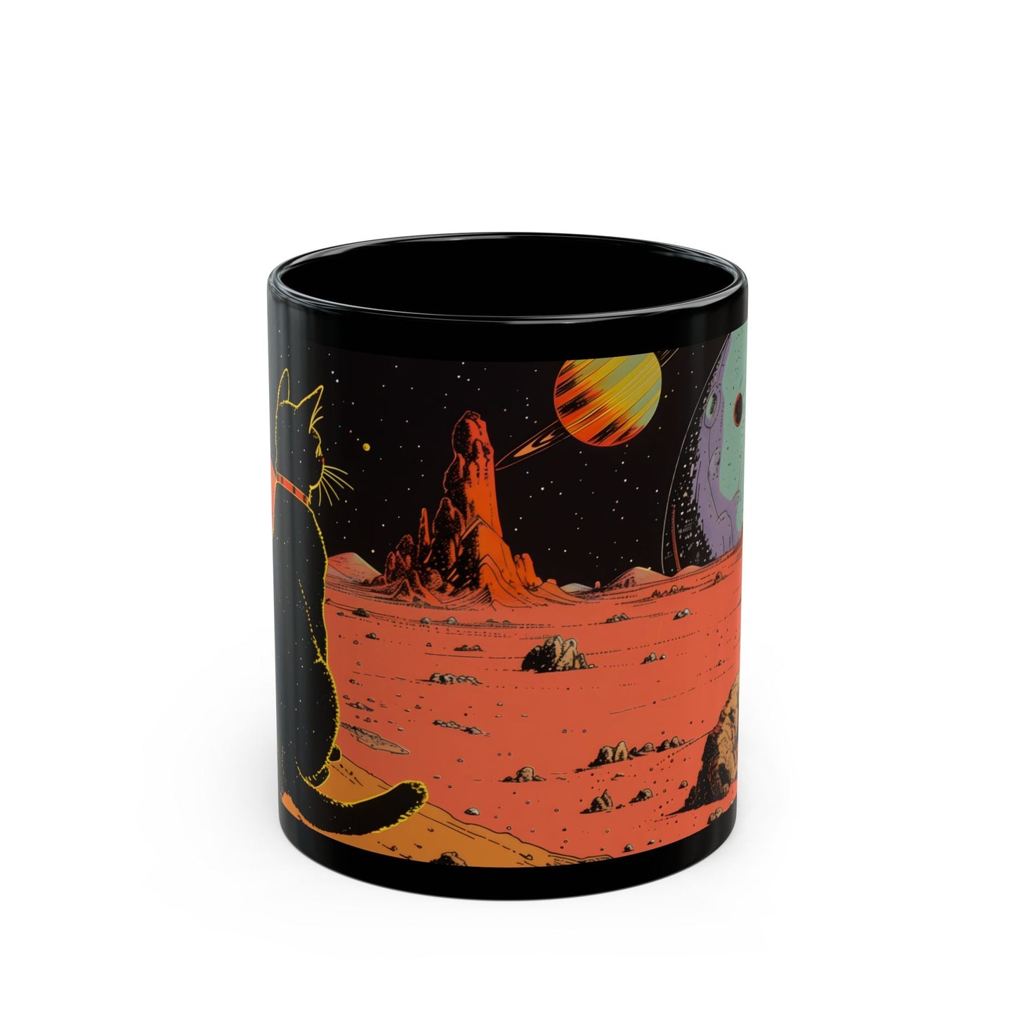 Cat Space Retro Coffee Mug
