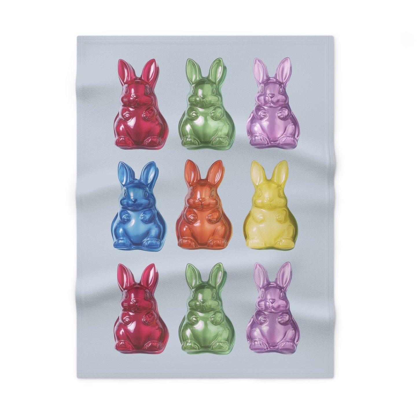 Gray Soft Fleece Baby Blanket with Gummy Rabbit Design