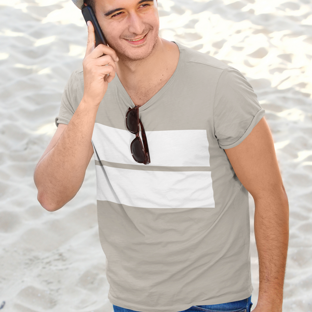 Cotton Tee for Men with Double Color Blocking