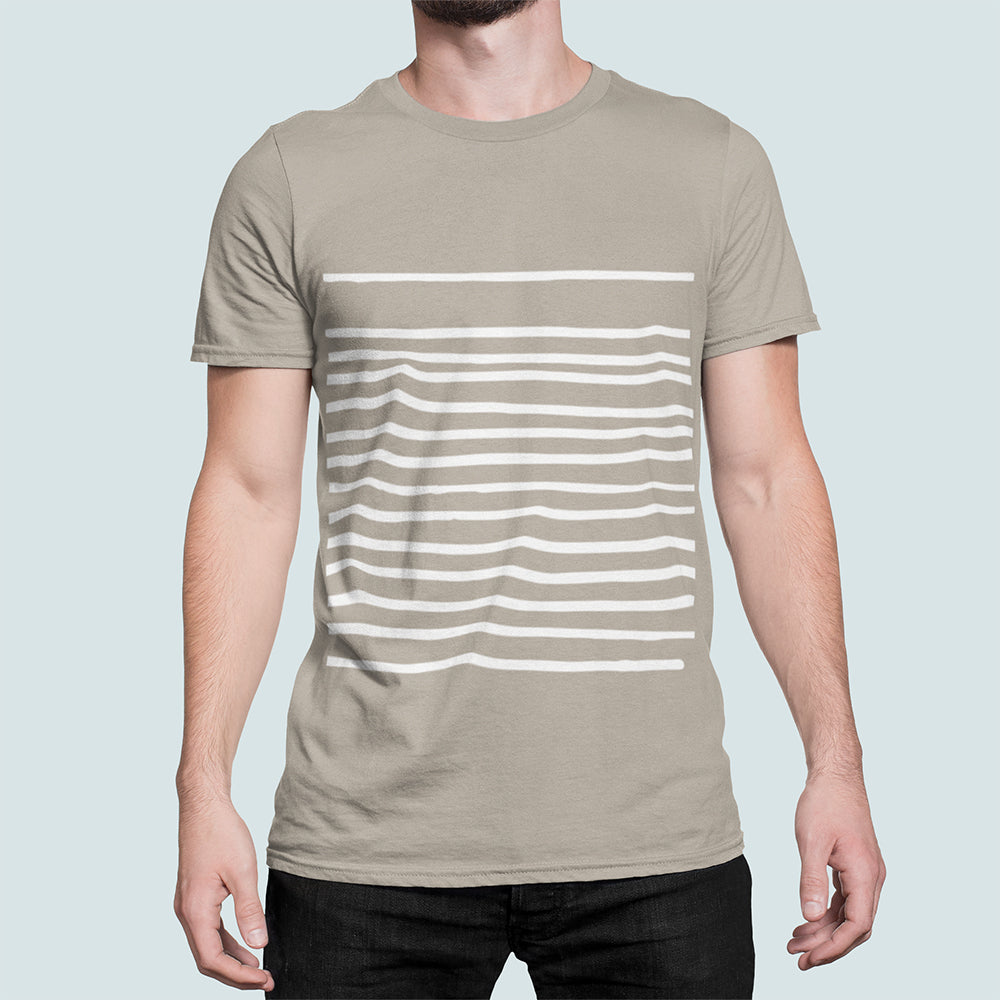 Sand-Colored Men's T-Shirt with Horizontal Stripes