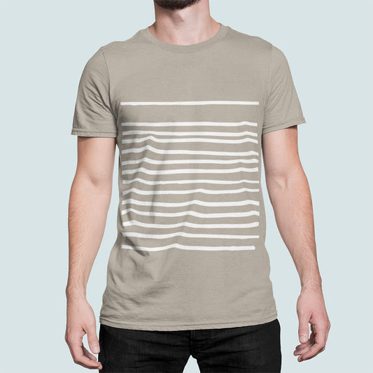 Sand-Colored Men's T-Shirt with Horizontal Stripes