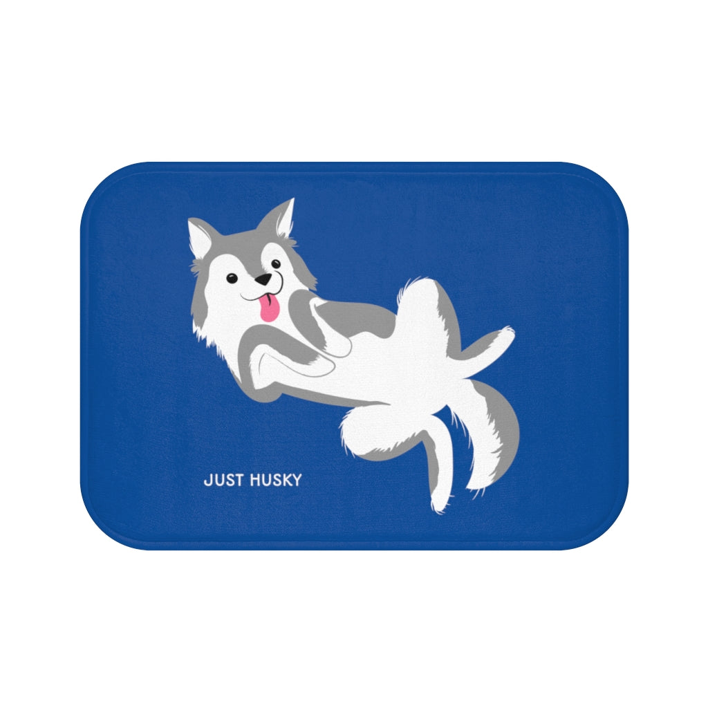 Blue Bath Mat for Your Adorable Husky Theme Bathroom