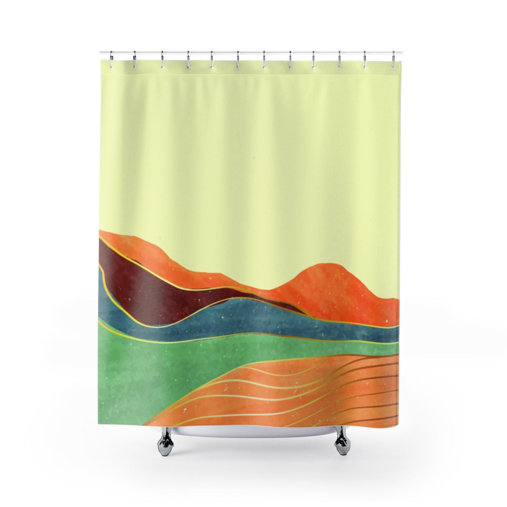 Lemon Tuscan Scenery Bath Curtains