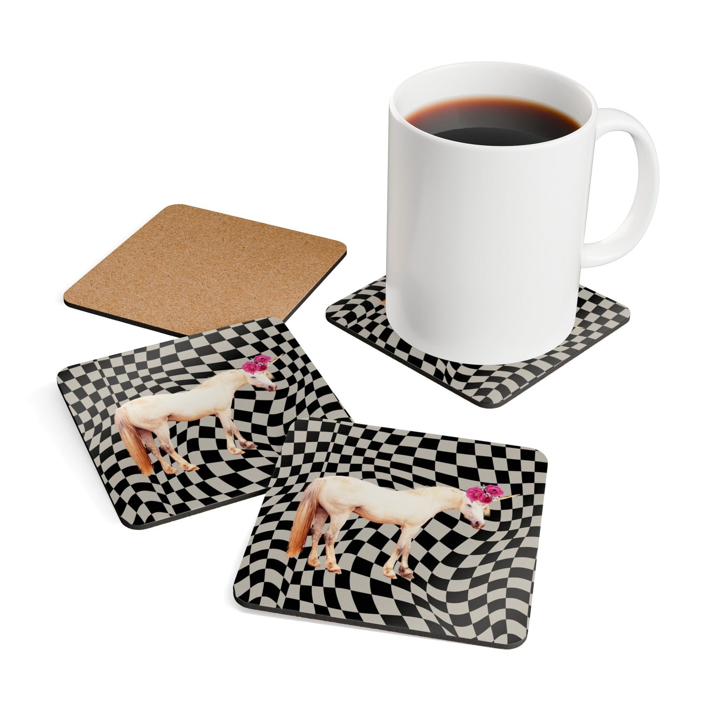 Retro Cosmic Unicorn Coaster Set - 4 Piece