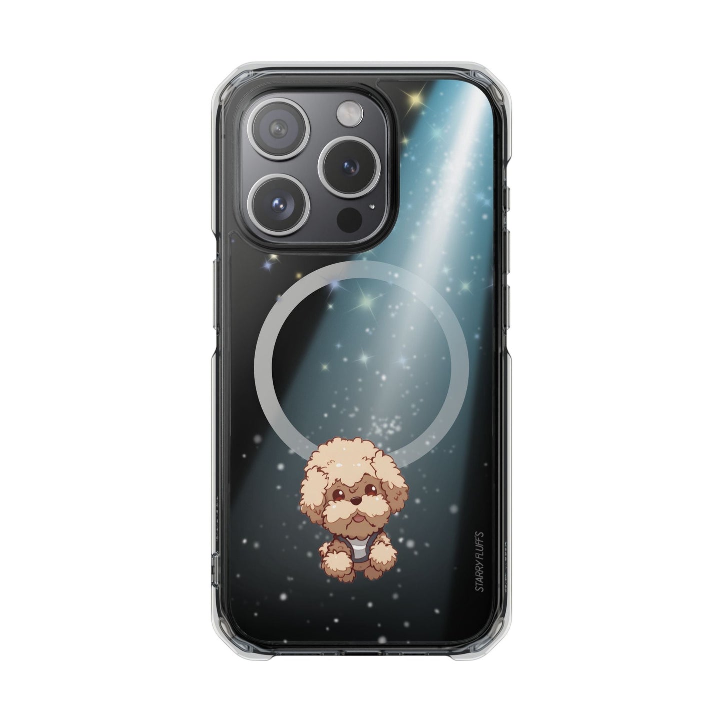 Pookie the Poodle - Luminous Canine Floating in Space Transparent Magnetic Phone Case for iPhone Collection
