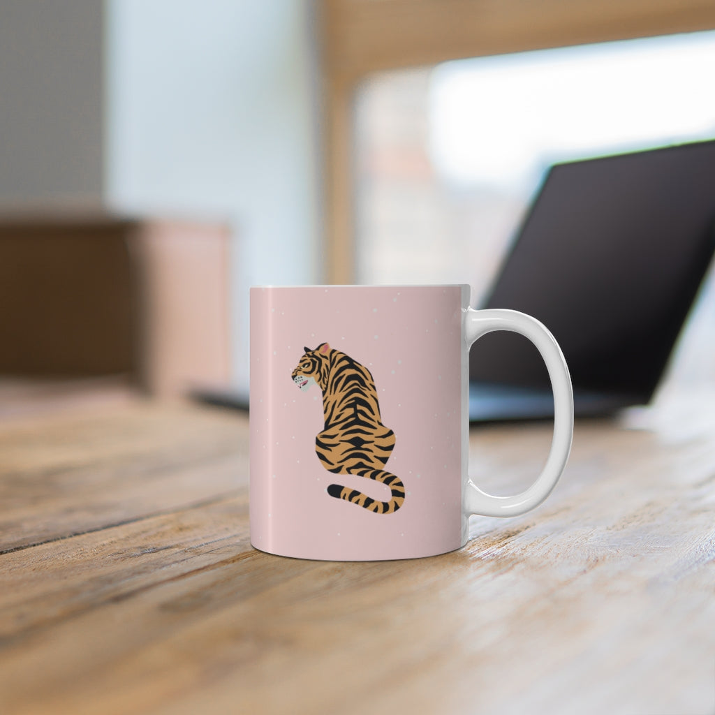 11 oz Pink Leopard Coffee Cup