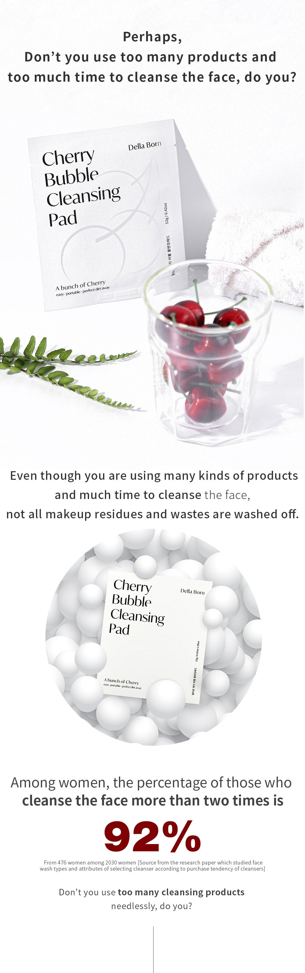 Korean Della Blossom Bubble Facial Cleansing Pads