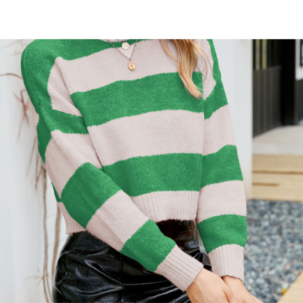 Cropped Sweater with Stripes for Women