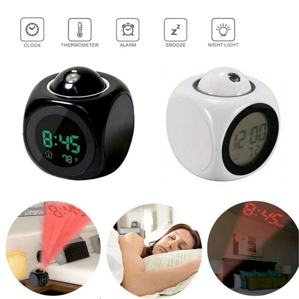 Digital Projection Alarm Clock with Temperature Display