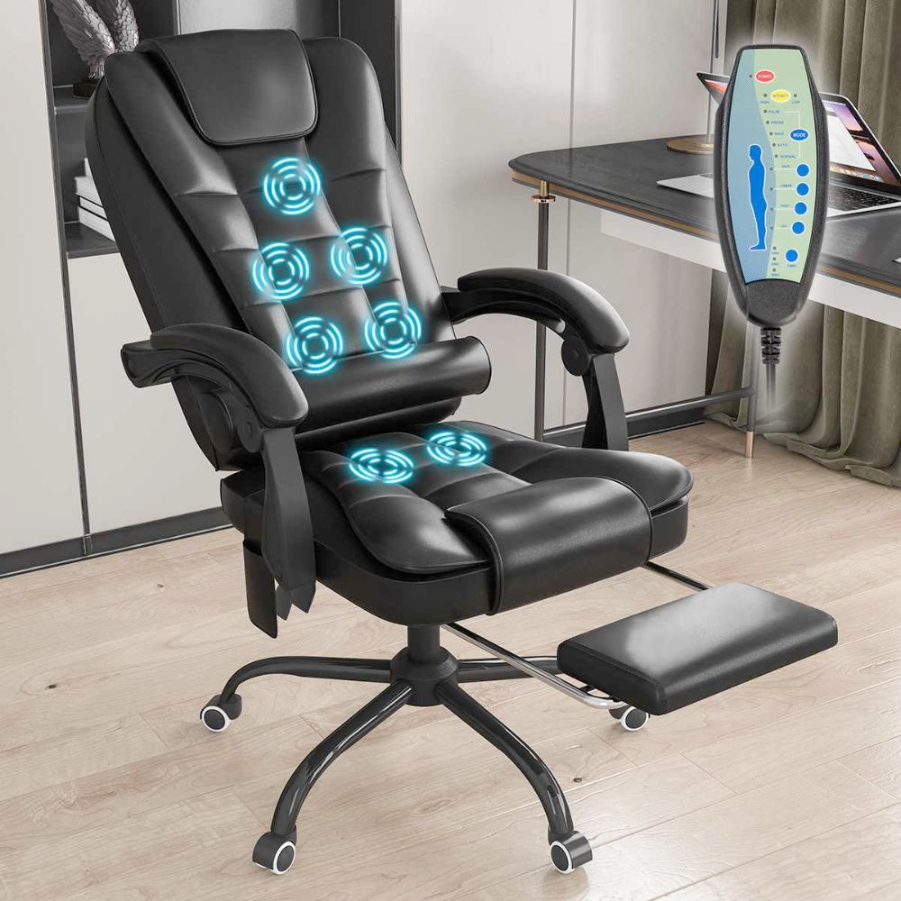 Deluxe 5-Mode Massage Office Chair with Adjustable Foot Support