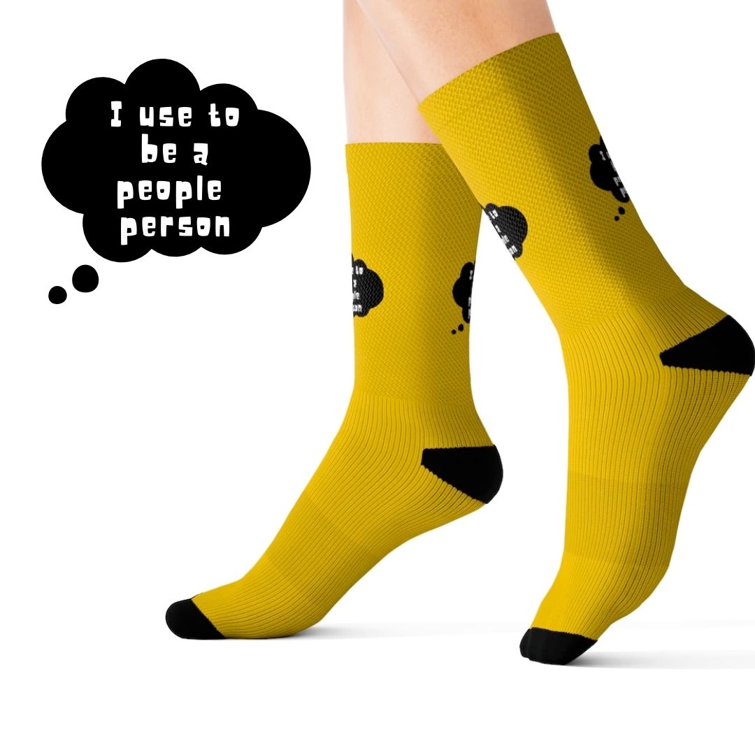 Funny Novelty Socks - Former Social Butterfly Design