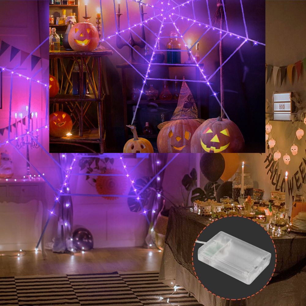 Huge Illuminated Halloween Cobweb Decorative Prop