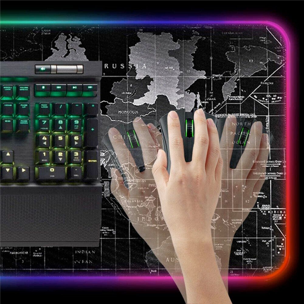Map of the World Dragon RGB Gaming Mousepad