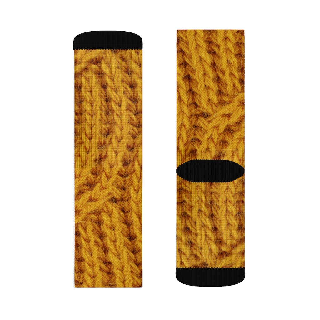 Wool Socks with Mustard Print Design for Fun and Novelty