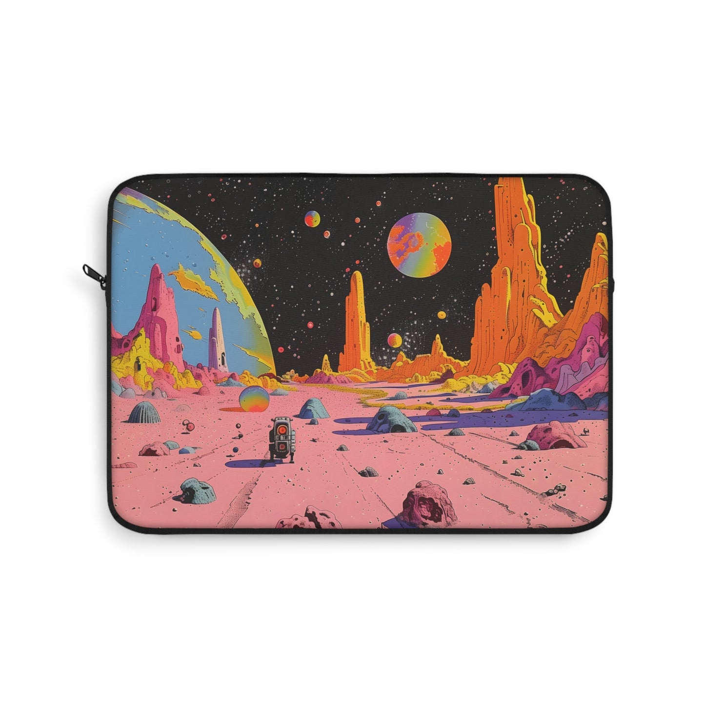 Laptop Sleeve with a Retro Space Robot Design
