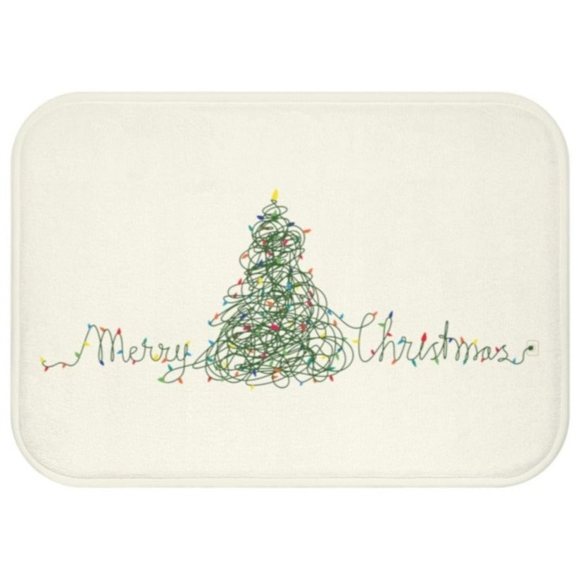Christmas Tree Lights Bathroom Rug - Festive Home Decor