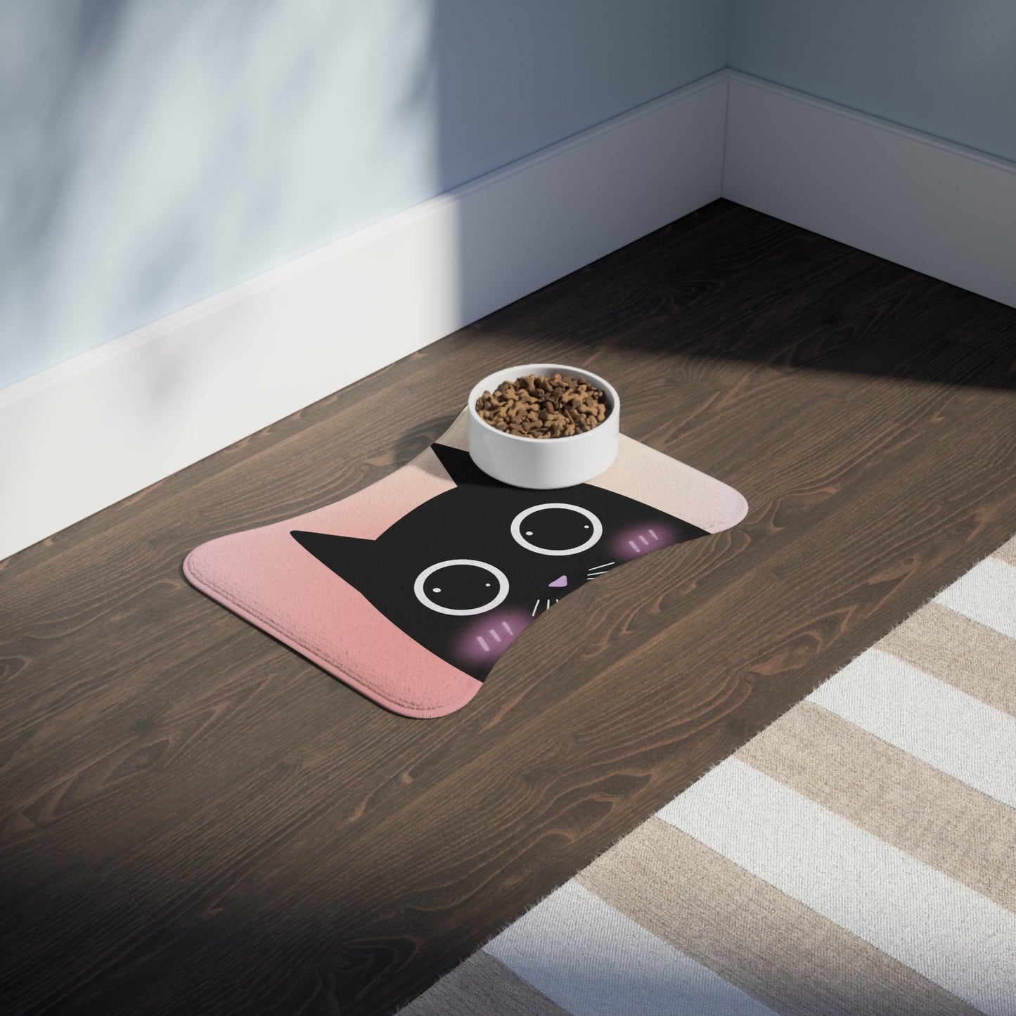Cartoon Cat Pet Feeding Mats in Blush - Available in 3 Sizes