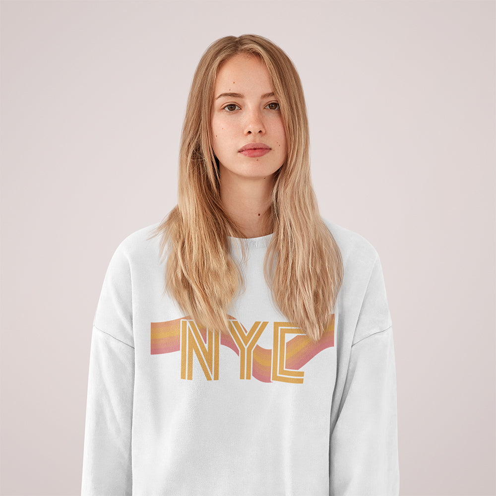 Retro 70's Crewneck Sweatshirt for Women in New York City Style
