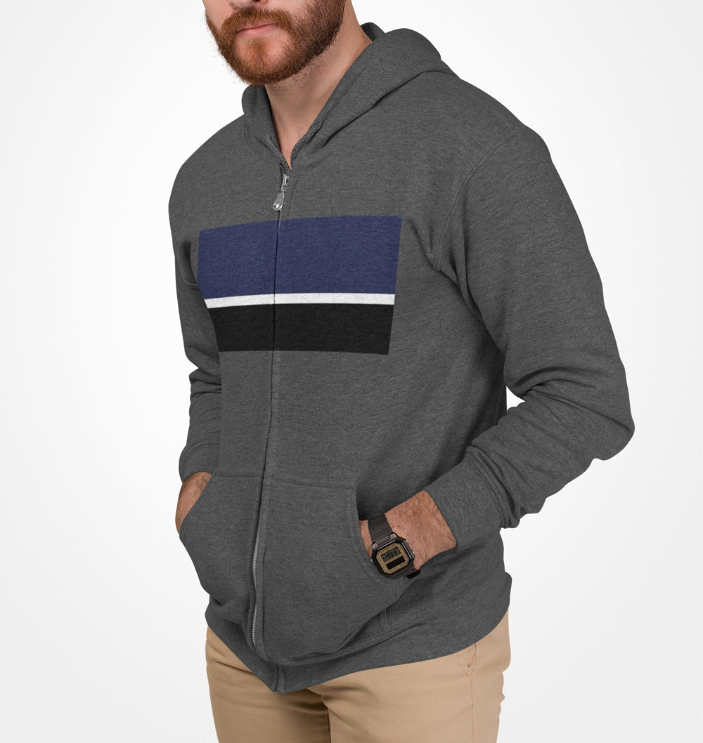Multi-Strip Zip-Up Hoodie for Men - Heavy Blend