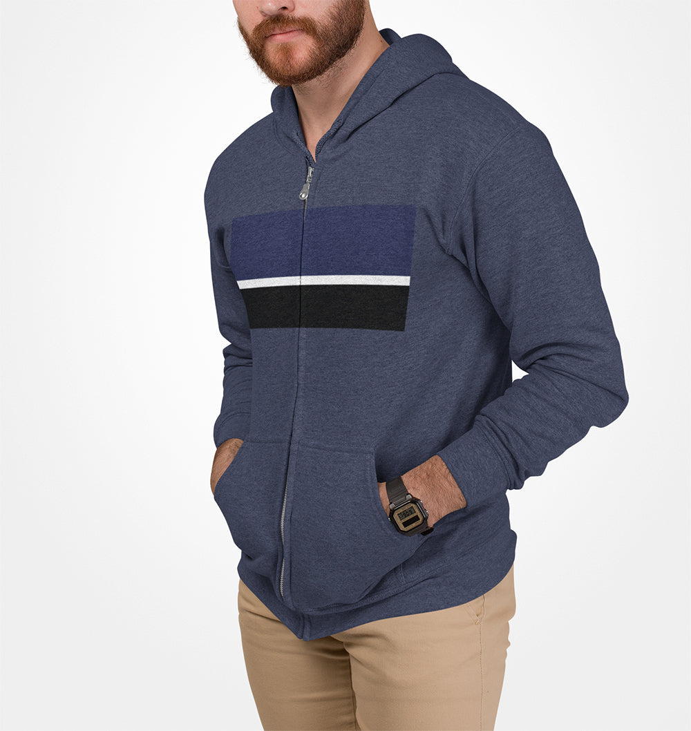Multi-Strip Zip-Up Hoodie for Men - Heavy Blend