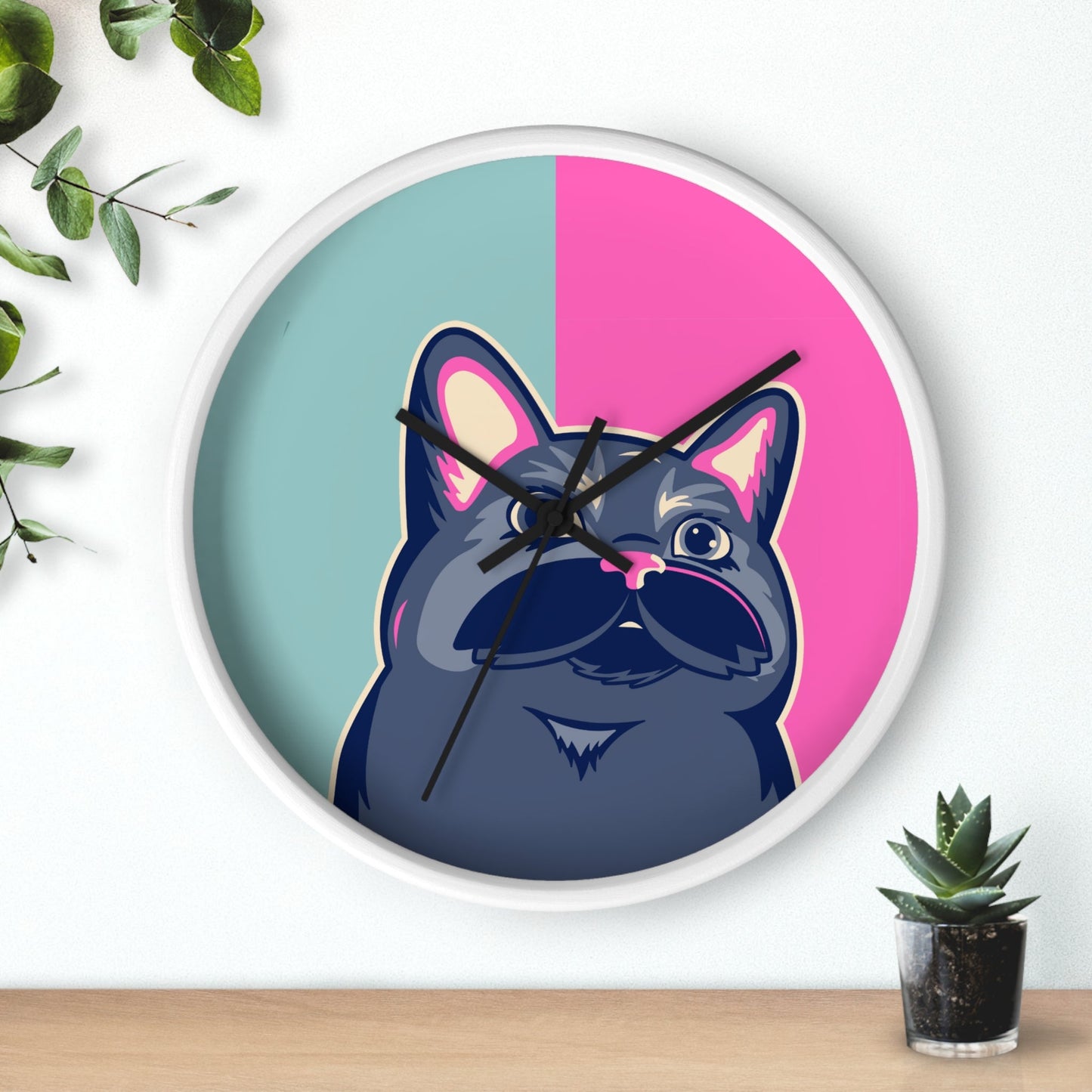 Colorful Cat Cutout Wall Clock