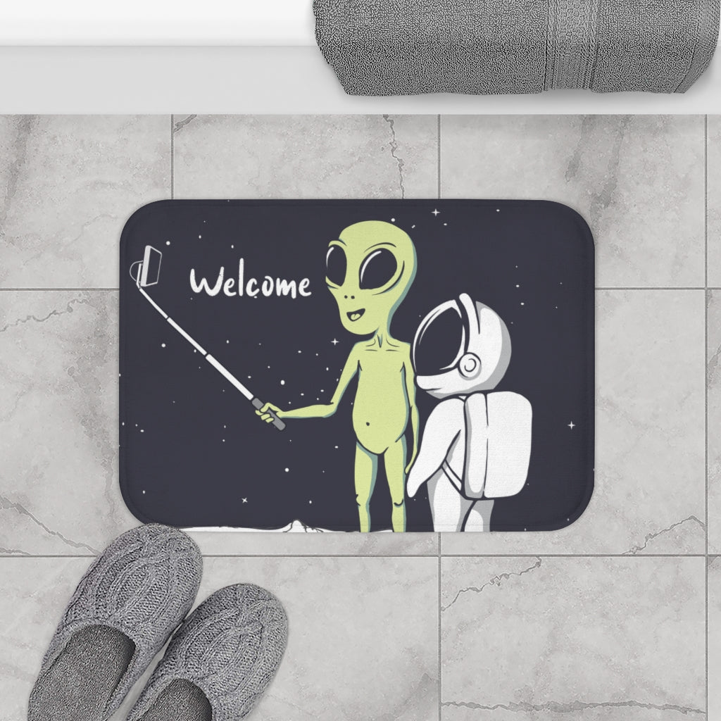 Extraterrestrial Snapping Self-Portrait Bath Mat