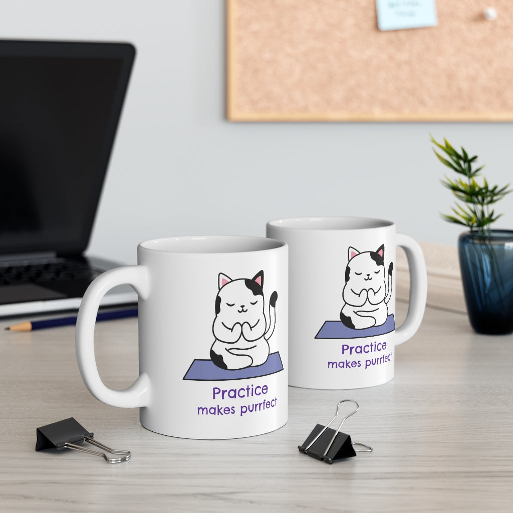 Practice Makes Purrfect - Yoga Themed Mug