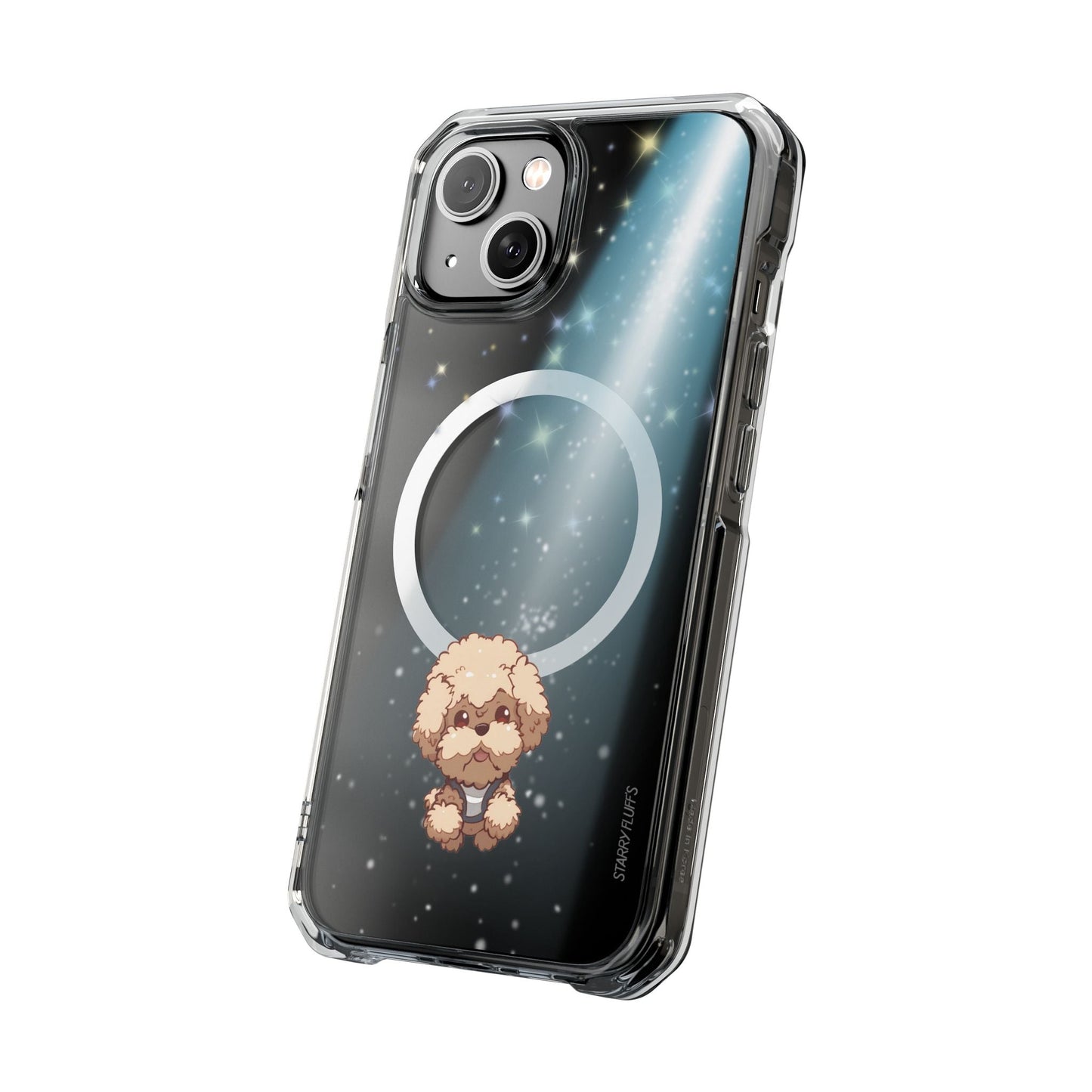 Pookie the Poodle - Luminous Canine Floating in Space Transparent Magnetic Phone Case for iPhone Collection