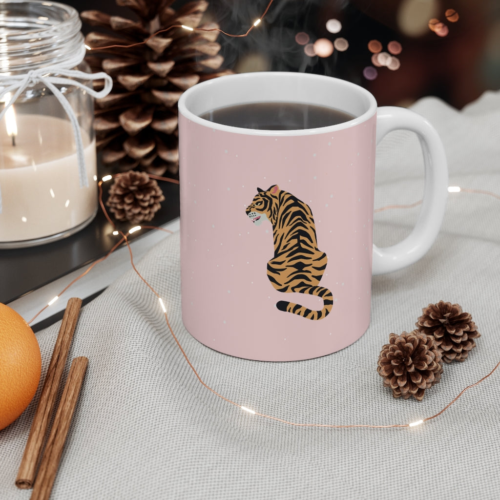 11 oz Pink Leopard Coffee Cup