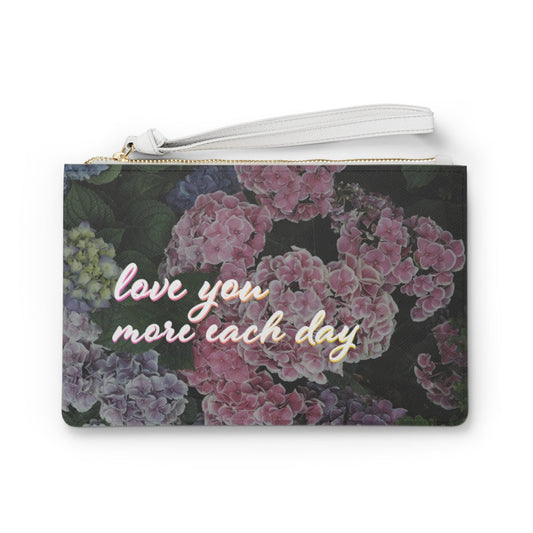 Floral Vegan Clutch Bag with Zipper Closure and Sweet Design