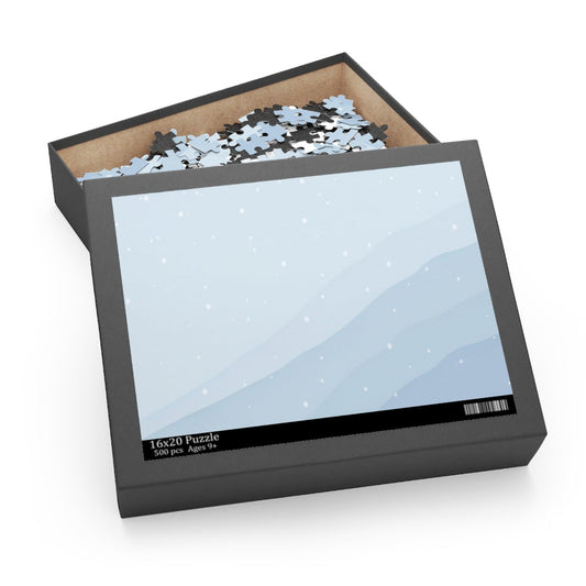 500-Piece Winter Wonderland Jigsaw Puzzle in Shades of Blue