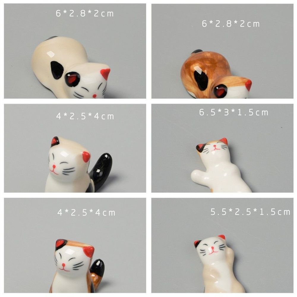 Porcelain Feline Chopstick Rests - Set of Holders