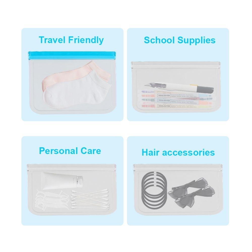 Reusable Leak Proof Food Storage Zip Bags - 10 Piece Pack: Environmentally Conscious and Sustainable Choice for Storing Your Food