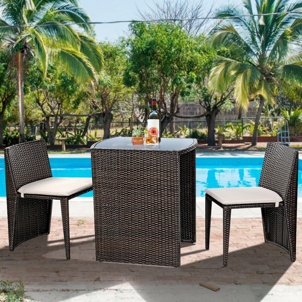 3 Piece Wicker Outdoor Patio Furniture Set