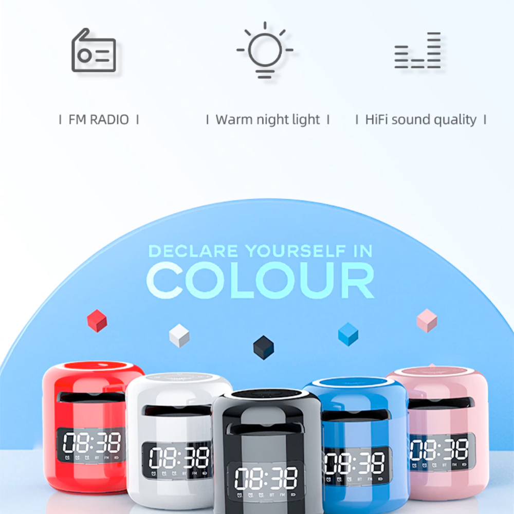 Compact Wireless Speaker with Built-in FM Radio and Alarm Clock
