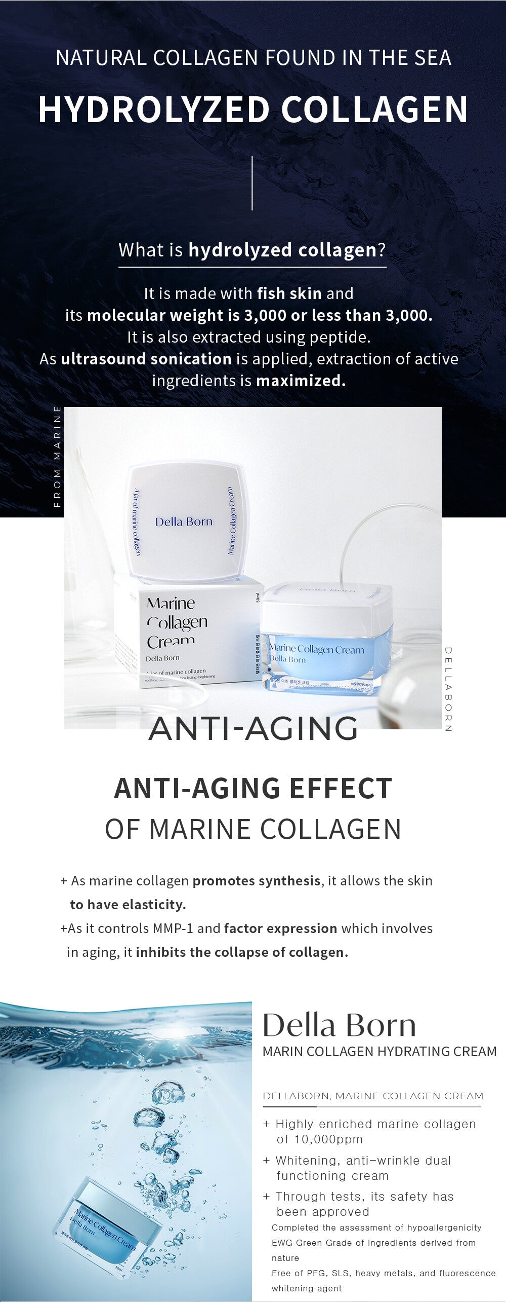 Marine Collagen Cream - 50ml: Della Born from Korea