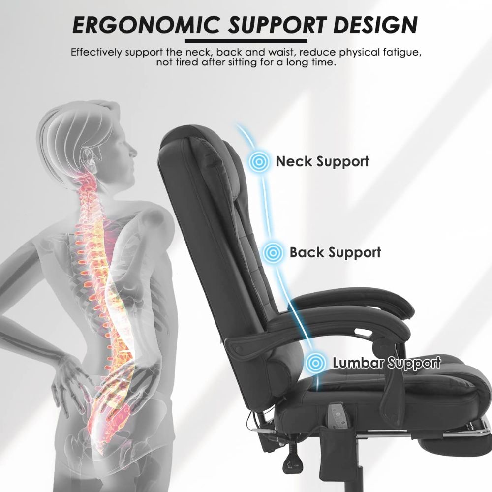 Deluxe 5-Mode Massage Office Chair with Adjustable Foot Support