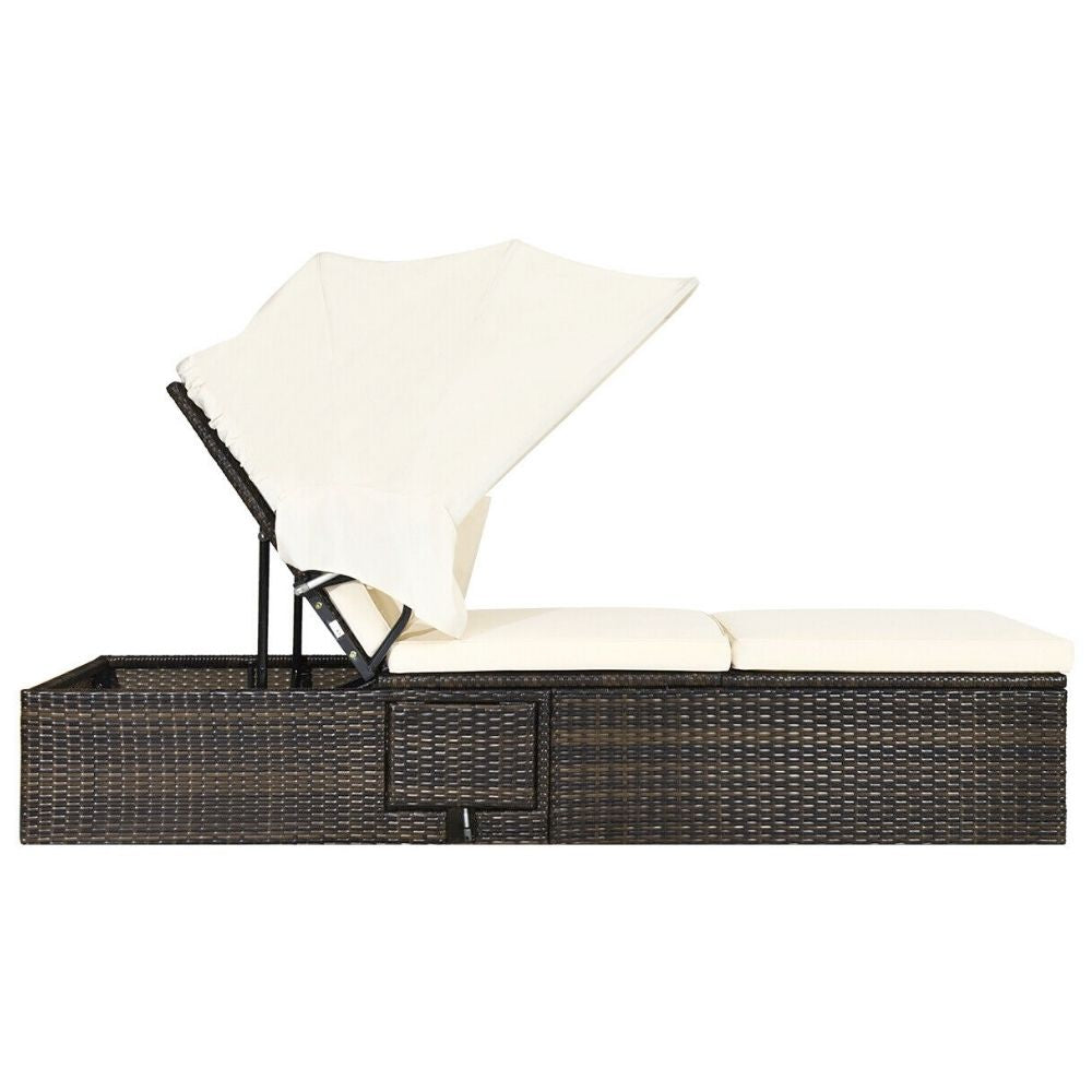Side Table Outdoor Recliner with Canopy for Lounging