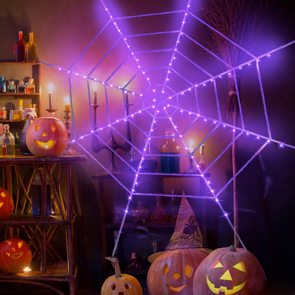 Huge Illuminated Halloween Cobweb Decorative Prop