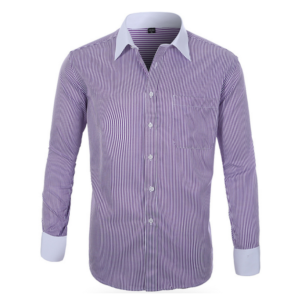 Contrast Cuff Pinstripe Men's Shirt