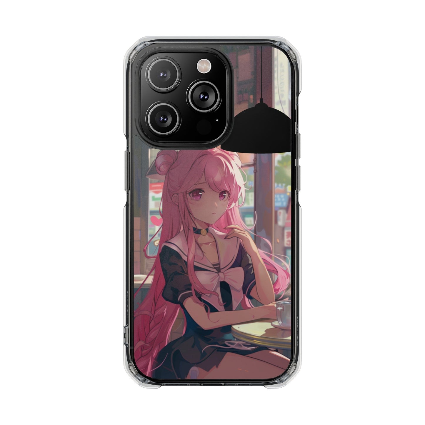 Chill Anime Girl Magnetic iPhone Case for Cafe Vibes