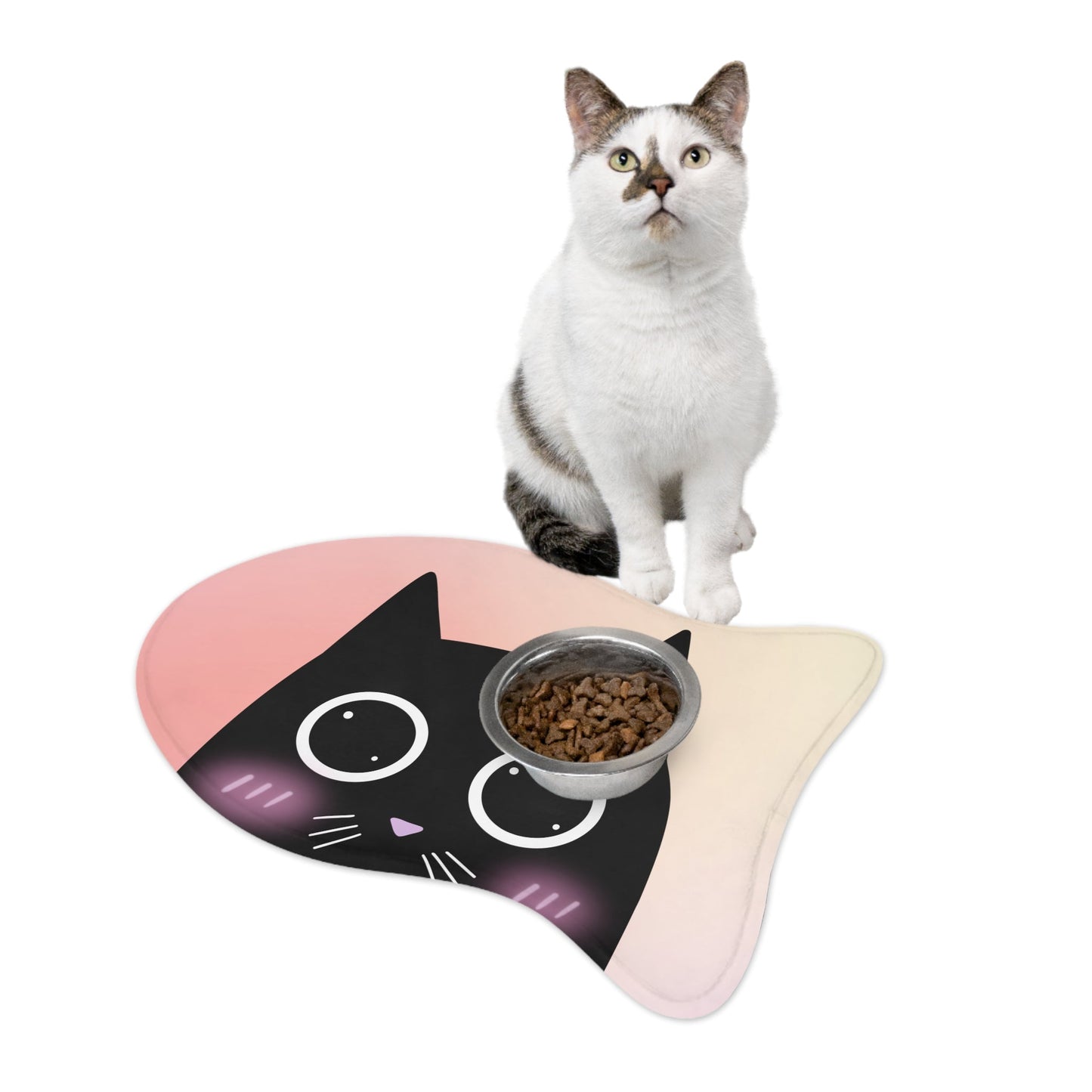Cartoon Cat Pet Feeding Mats in Blush - Available in 3 Sizes
