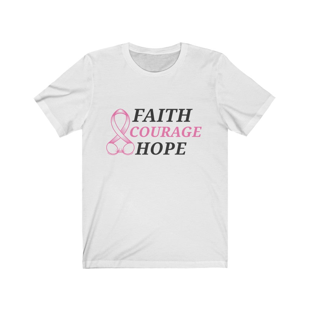 Pink Ribbon T-Shirt: Embrace Faith, Courage, and Hope for Breast Cancer Awareness