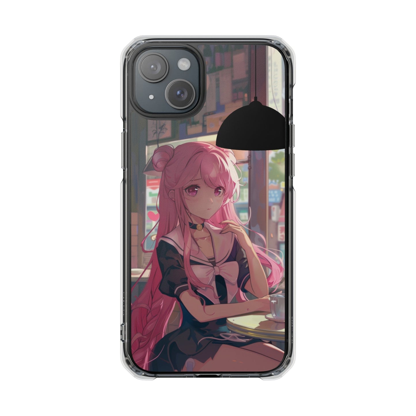 Chill Anime Girl Magnetic iPhone Case for Cafe Vibes