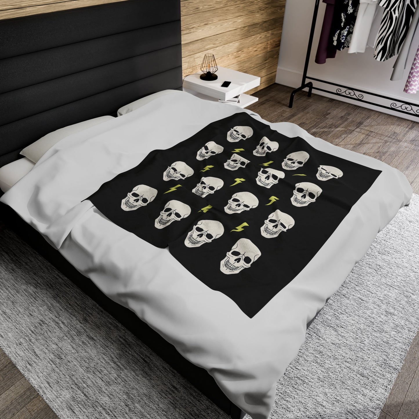 Plush Gothic Skeleton Throw Blanket