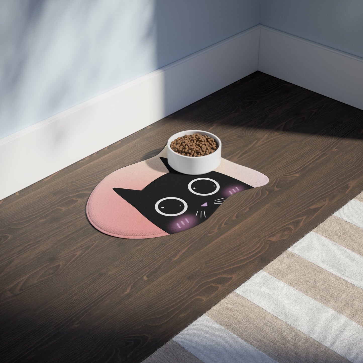 Cartoon Cat Pet Feeding Mats in Blush - Available in 3 Sizes