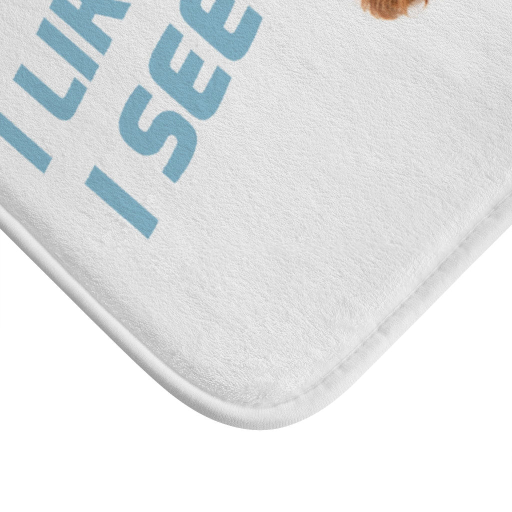 Humorous Canine Gazing Upward Bathroom Rug