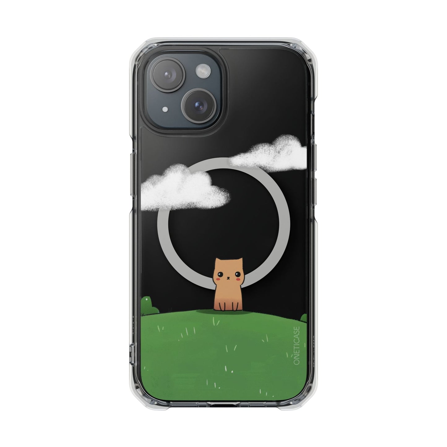 Magnetic Clear iPhone Case with Cat Design for Outdoor Enthusiasts