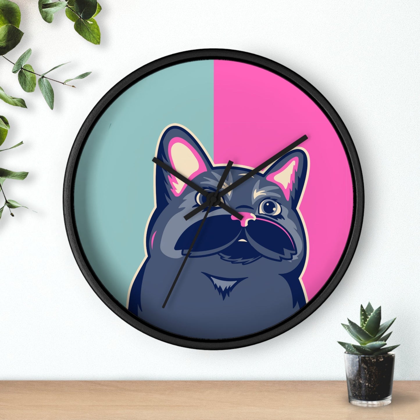 Colorful Cat Cutout Wall Clock