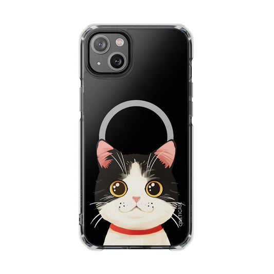 Clear Magnetic Tuxedo Cat Phone Case for iPhone Models